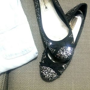 🎀 Black Bow & Glitter 🌌 Flats