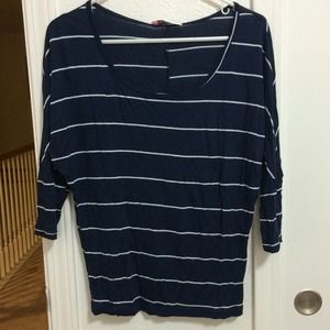 NWOT Navy Blue and White Striped Top