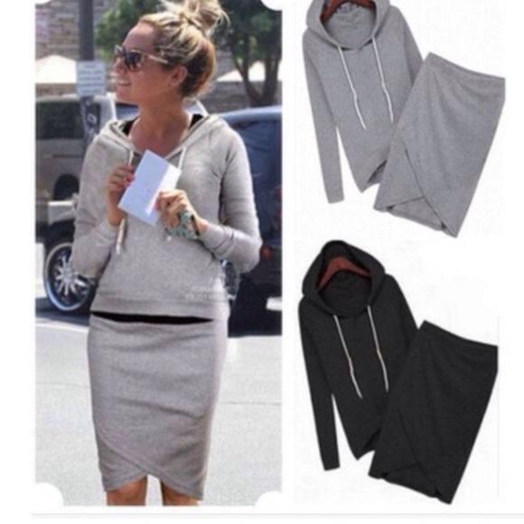 Other - Skirt and Hoodie Set Gray