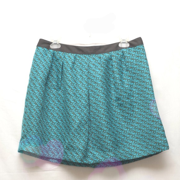 Geometric-Patterned Green and Blue Grey Skirt