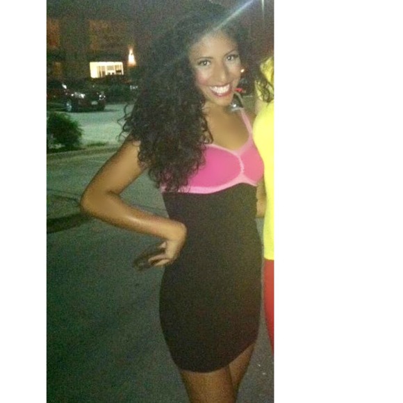 👗Bebe hot pink and black dress🎀