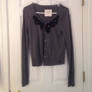 Abercrombie and Fitch gray cardigan w/ flowers