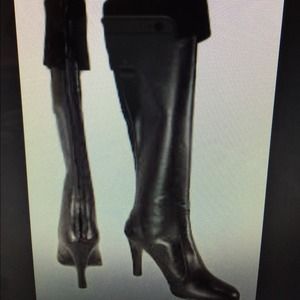 Ralph Lauren and black leather over the knee boots