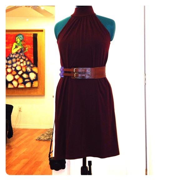 Burgundy Susana Monaco turtleneck shift dress
