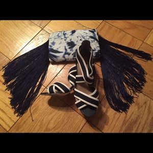 Tie dye fringe clutch