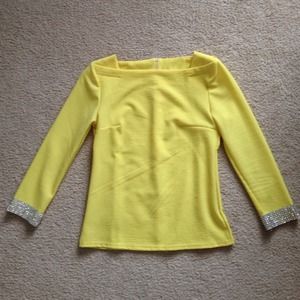Classy Bright Yellow Bling Top!