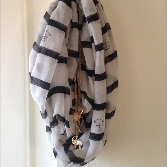 Nautical anchors striped infinity scarf