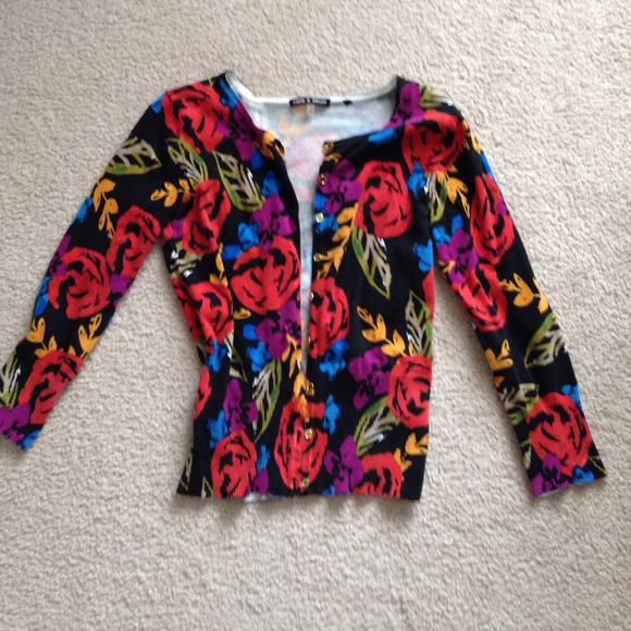 Floral Cardigan with Gold Buttons