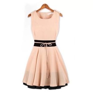 New Cute Pink Mini Chiffon Dress