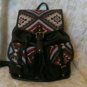 Leather look backpack
