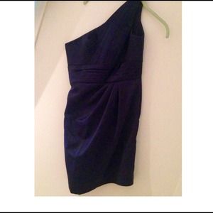 David's bridal one shoulder strap satin dress
