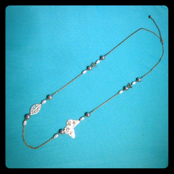 Long Gold butterfly necklace