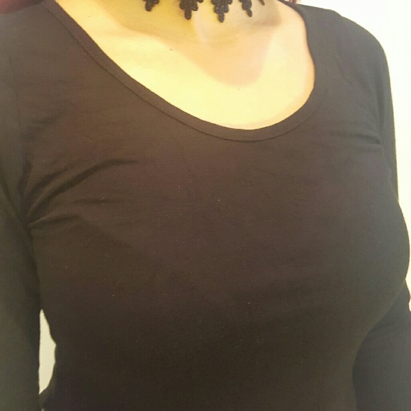 Black long sleeve double slit top S NEW - Picture 4 of 4