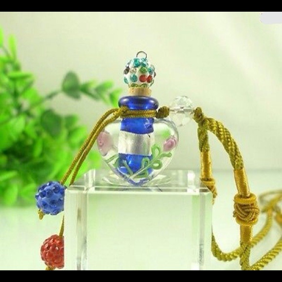Murano Glass Perfume Bottle Pendant Necklace