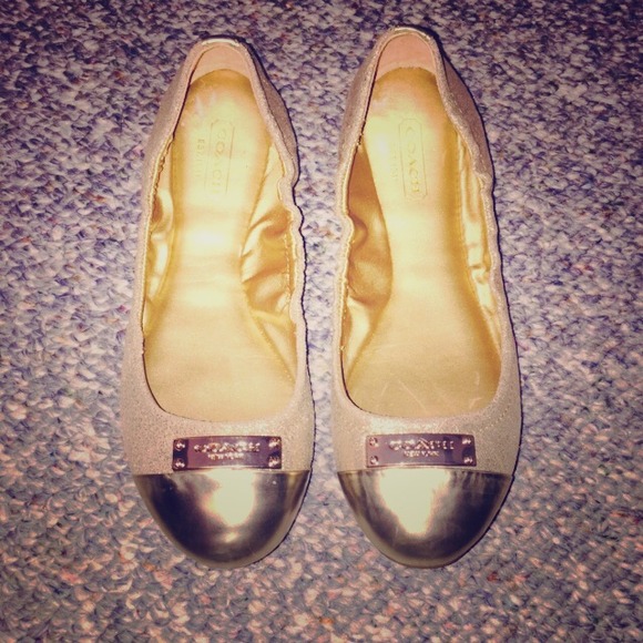 Coach Gold Metallic Flats