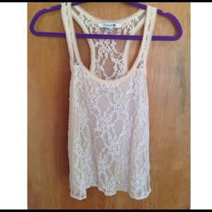 Floral laced silk top