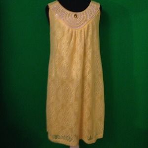 Misses Size 14/16 Yellow Lace Overlay Dress