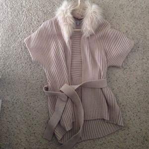 JLo Fur Lined Soft Pink/Taupe Sweater