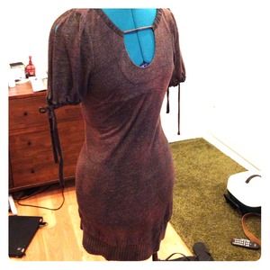 Funky brown bondage tunic split sleeves