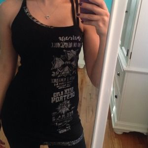 Salvage long tank top in black