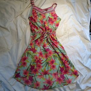 Multi tropical floral short dress