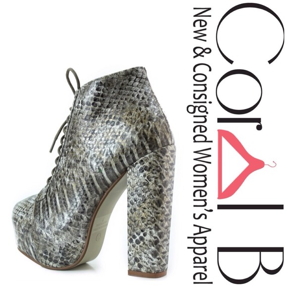 Snakeskin Platform Booties - Picture 2 of 2
