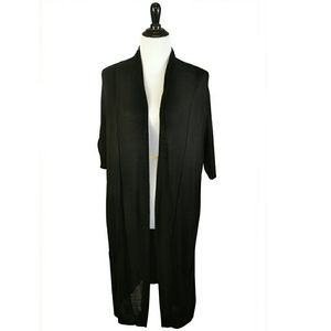 Black Long Cardigan Sweater, XL