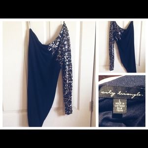 ♡NWT Navy Blue One Shoulder Sequin Dress♡