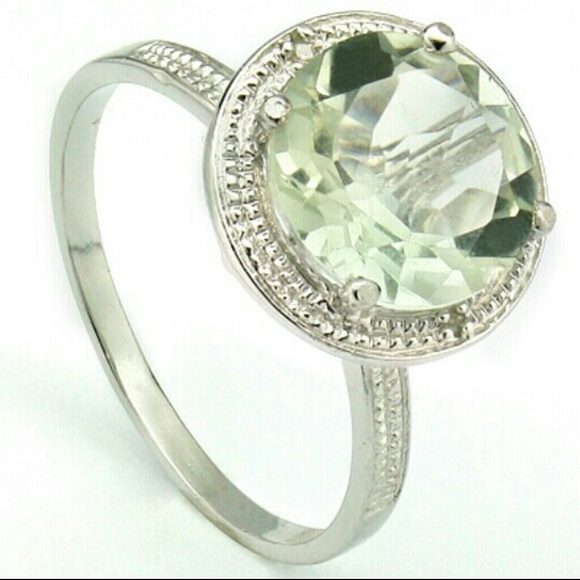 SOLD!!3.02CT Green Amethyst & 2Pcs Genuine Diamond