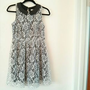 White/Black Lace Skater Dress