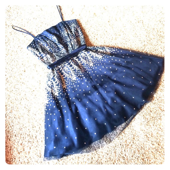 Navy blue and sparkle party dress