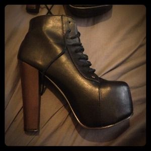 Black platform booties