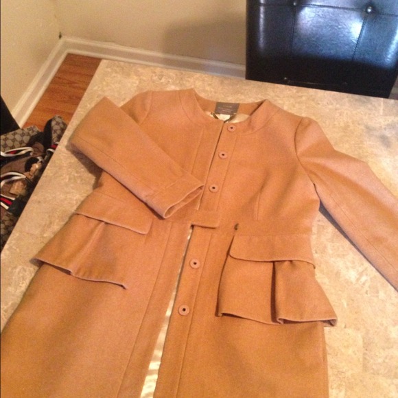 REDUCED******Tan peplum jcrew wool cashmere coat
