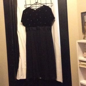 Talbots black velvet top short sleeve formal dress