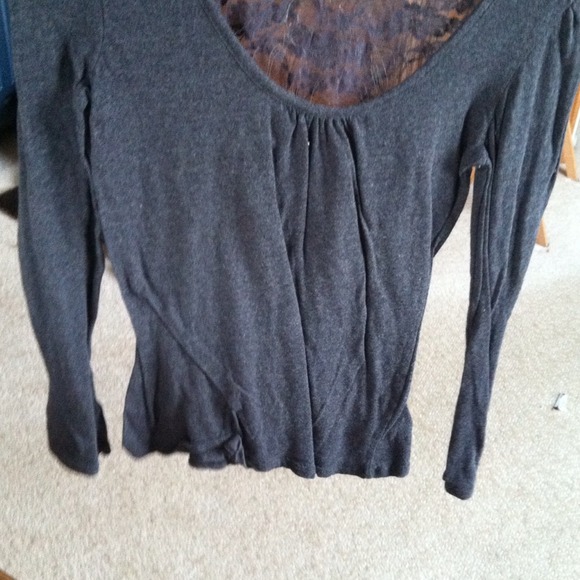 Gray top with lace back. Medium.