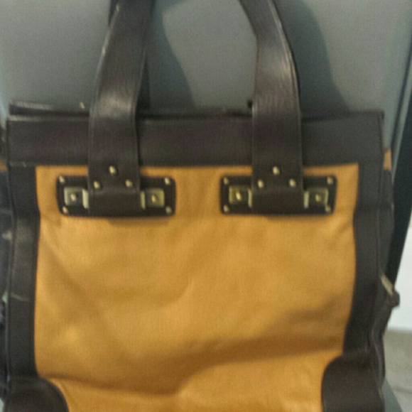 Mustard and Brown Large Handbag - Picture 2 of 4