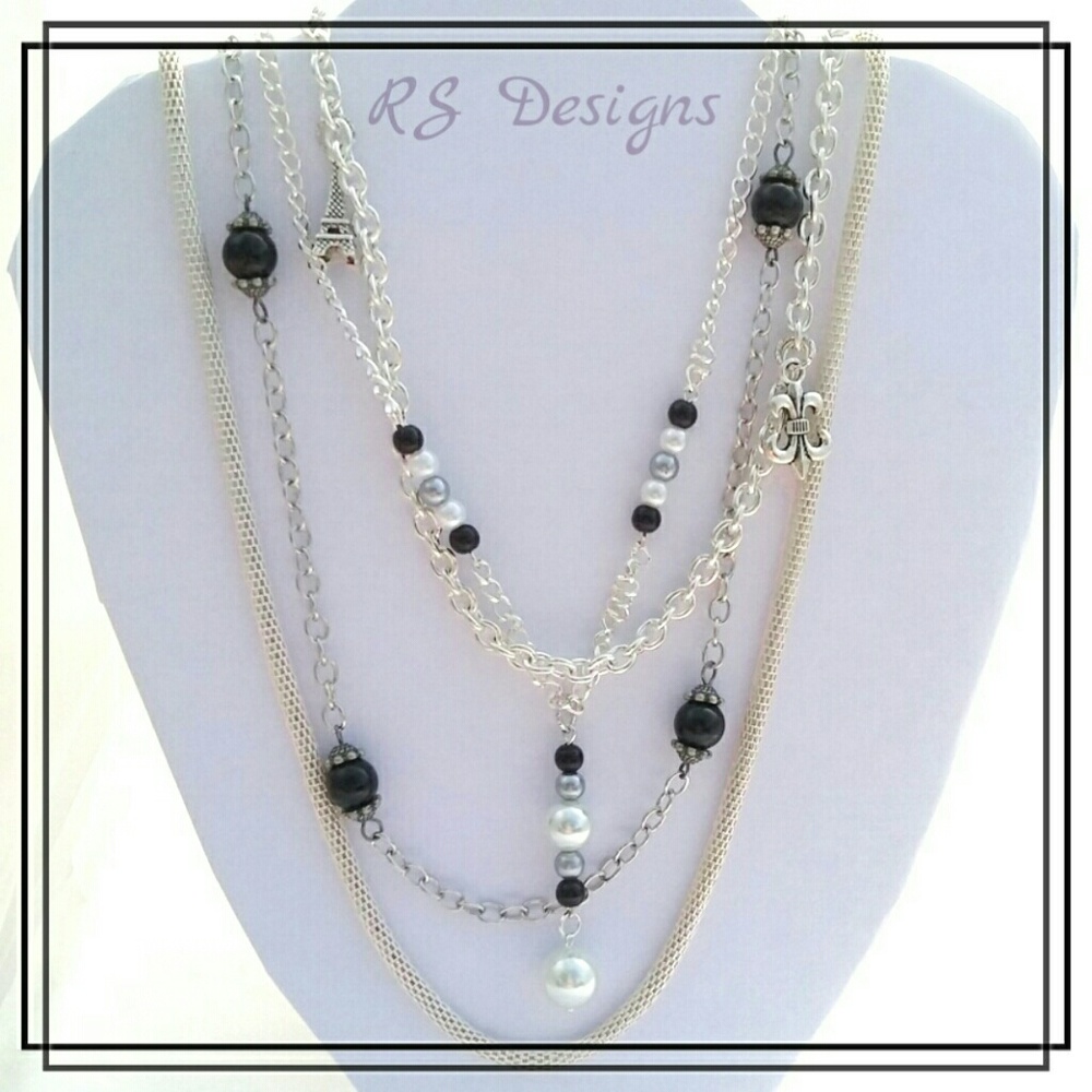 Silver & Black Mixed Media Necklaces