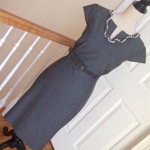 Tahari charcoal shift dress