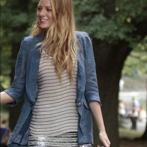 Nanette Lepore Linen Blue Blazer