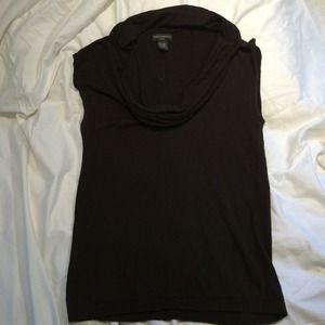 Dark brown cowl neck sleeveless top