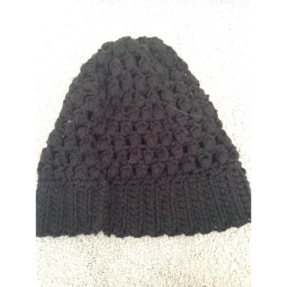 Crocheted black beanie