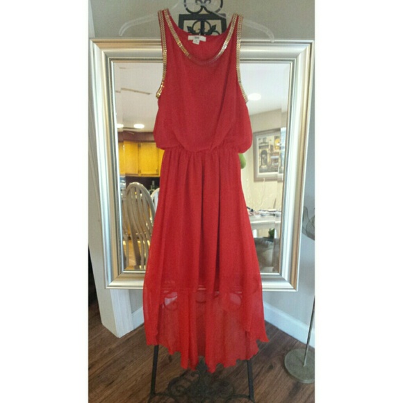 Red hi low dress
