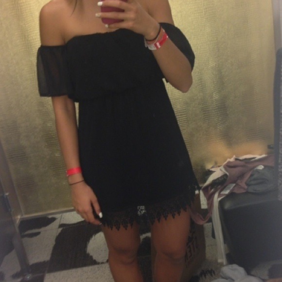 Black Chiffon off the shoulder dress