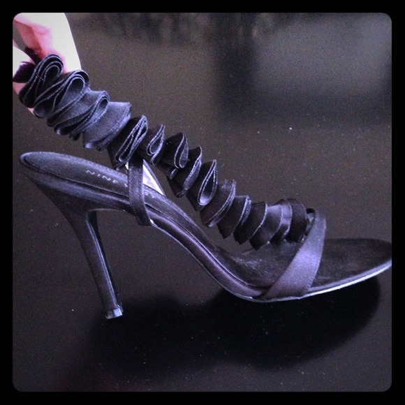 Satin black heels