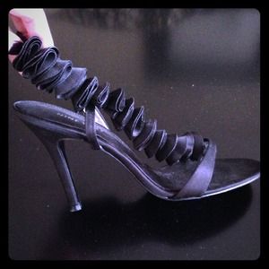 Satin black heels