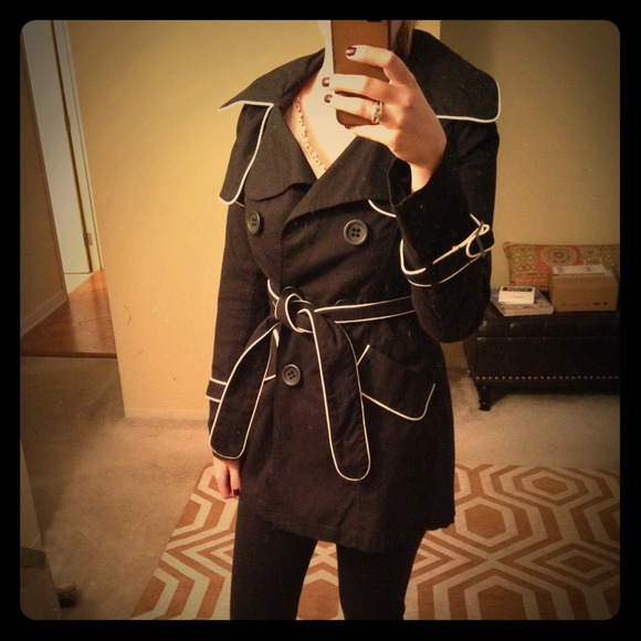 Striking black trench coat