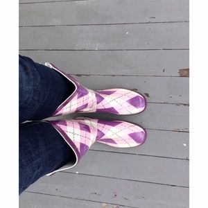 ☔️Argyle Plaid Berry Rainboots