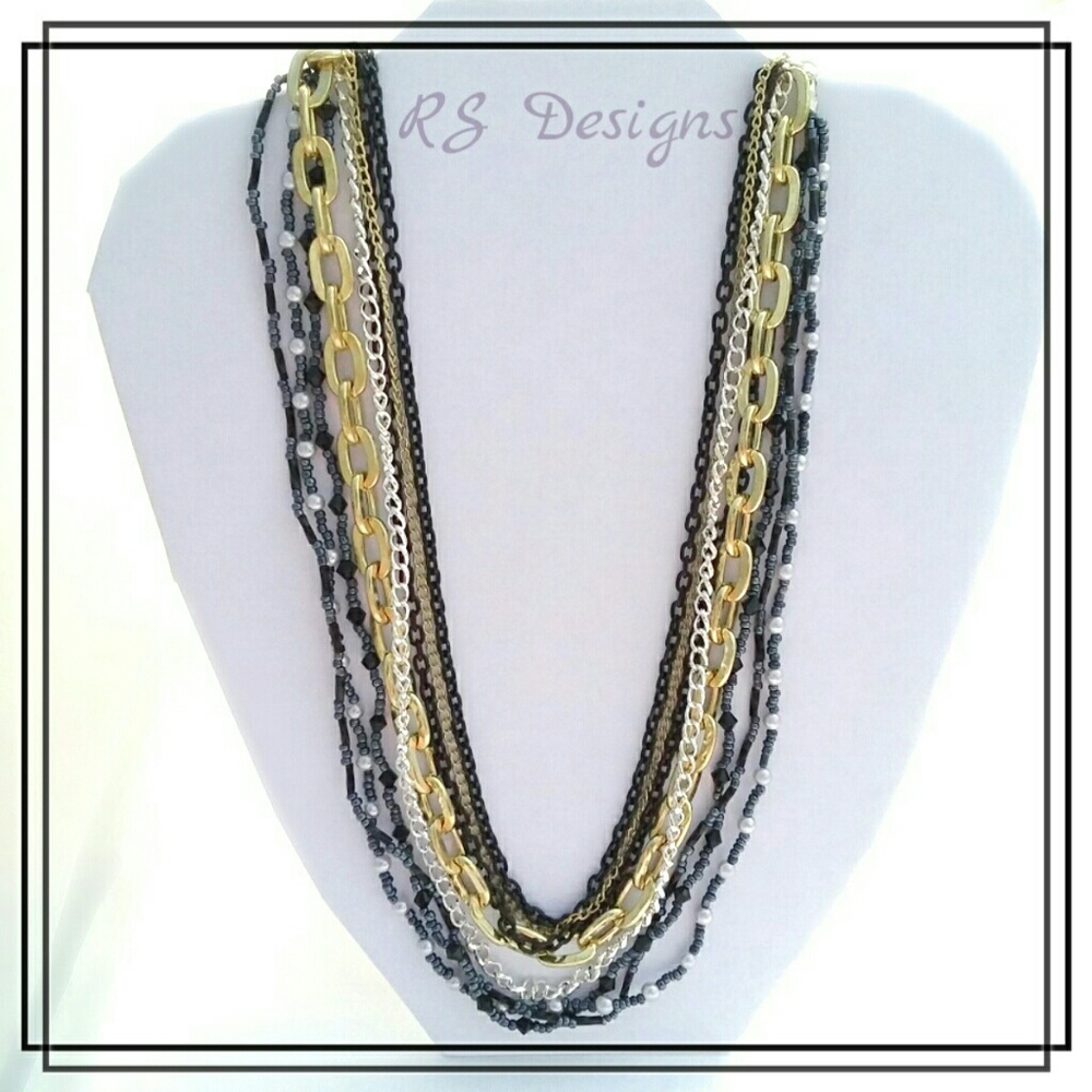 ️Beads & Chains Mixed Media Necklace