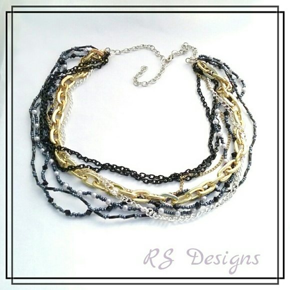 ️Beads & Chains Mixed Media Necklace - Picture 2 of 2