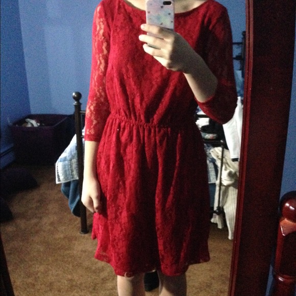 Red lace dress